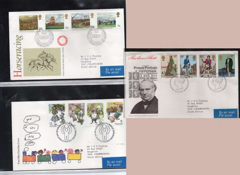 Great Britain EIIR FDCs, 1979, Year of Child, Rowland Hill, Horse Racins