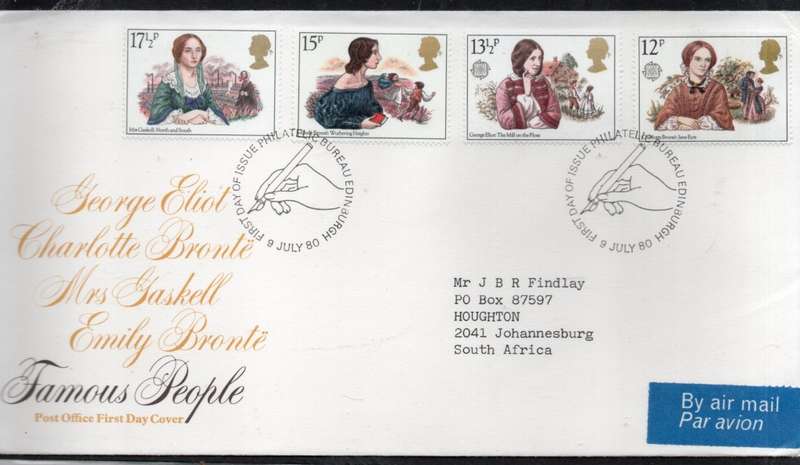 Great Britain EIIR FDCs, 1980 Famous People, lady authors