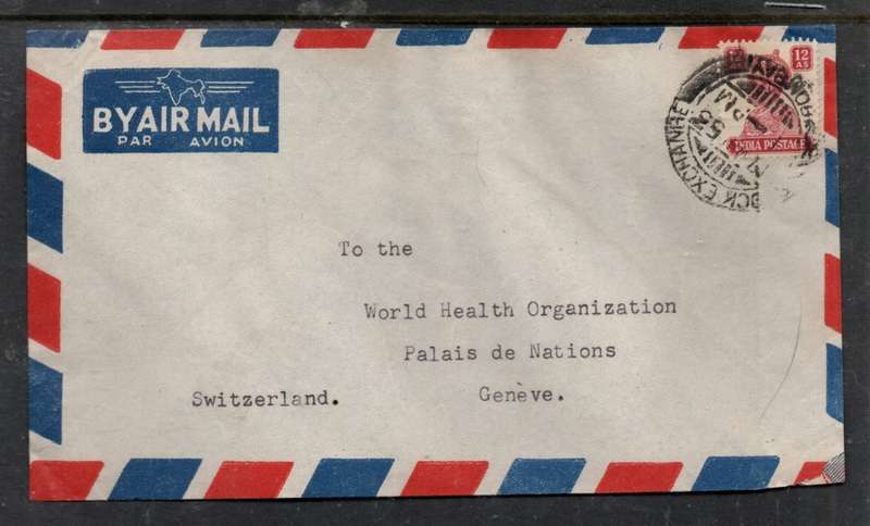 India, cover, GVIR,12 annas, BOMBAY STOCK EXCHANGE 17 MR 53 > Geneva