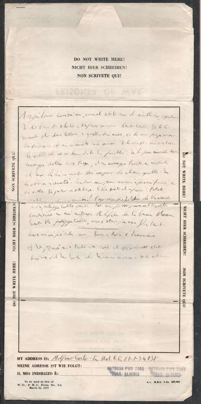 Italian Prisoner of War in Algeria > Italy, VARESSE LIGURE 08.6.45 arrival, , U.S.ARMY P/W EXAMINER