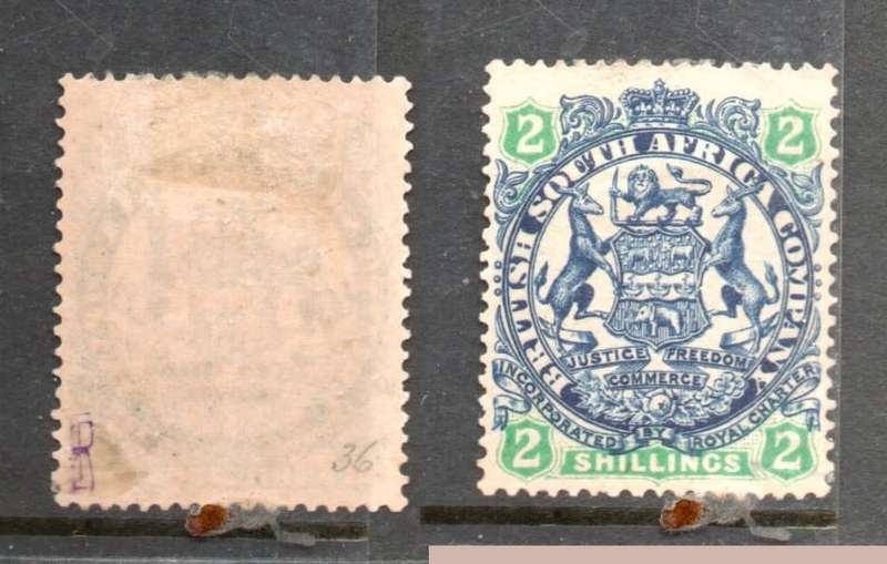 Rhodesia / B.S.A.Co.1896 -7, Die II, 2/  MH *