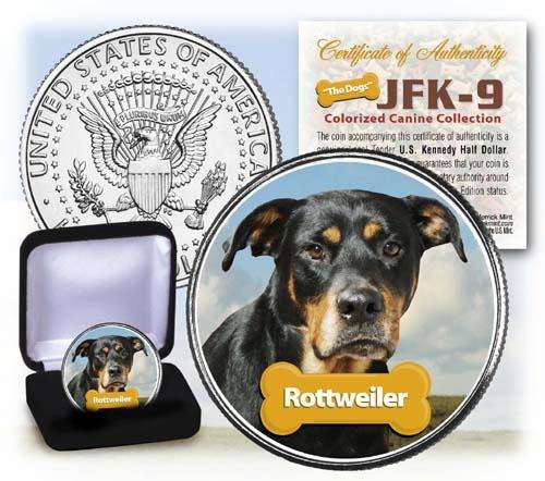 "CLEARANCE STOCK" - ROTTWEILER US KENNEDY HALF DOLLAR "The Dogs" COIN w/BOX