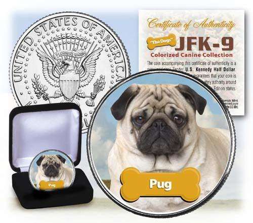"CLEARANCE STOCK" - PUG U.S. JFK KENNEDY HALF DOLLAR "The Dogs" COIN w/BOX