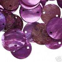 Mussel Shell Flat Discs - Violet (15mm) - pack of 5