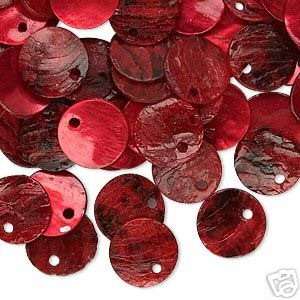 Mussel Shell Flat Discs - Wine Red (15mm) - pack of 5