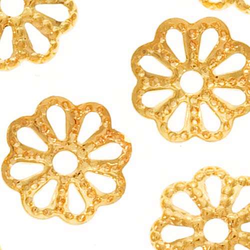 Goldtone Filigree Beadcaps(8mm)-Pack of 50
