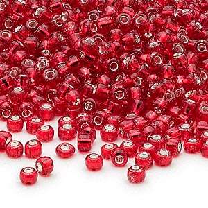 Ruby Red Silver - lined Glass Seed Beads(8/0)- 30 grams