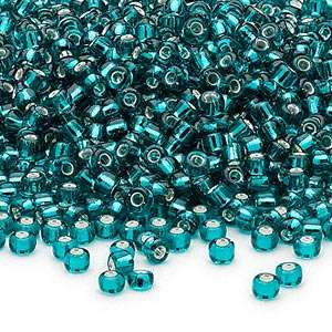 Teal Silver - lIned Glass Seed Beads(8/0)- 30 grams