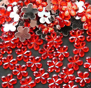 Red Flower Rhinestones(pack of 25)