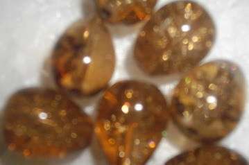 LIGHT BROWN Teardrop Crackle Glass Beads(10mmx13mm)(Pack of 5)