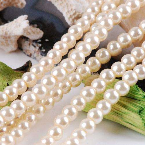 Creamy Glass Pearls(6mm) - (Strand of 80 Pearls)