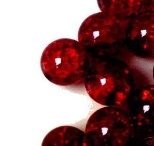 Dark Red Crackle Glass Beads(8mm)(Pack of 50)