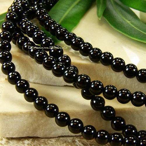 Black Glass  Pearls(6mm)-Pack of 50 Pearls