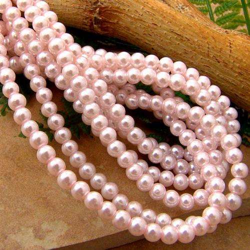 Pink Glass  Pearls(6mm)-Pack of 50 Pearls