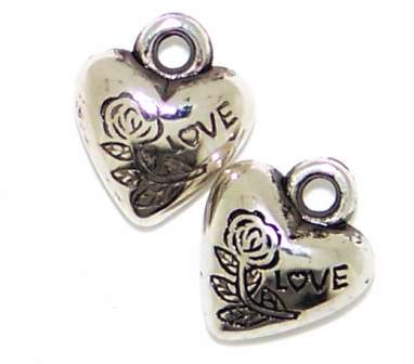 Metalized Heart Charm(12mmx10mmx5mm)