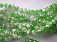 Green&Clear Crackle Glass Beads(8mm)(Pack of 10)