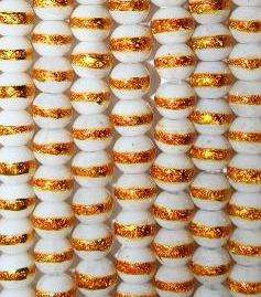 White&Gold Glass Beads(6mm)-Pack of 35