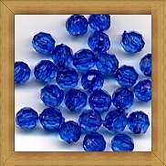 Facetted Acrylic Round Beads-Sapphire Blue(6mm)-Pack of 100