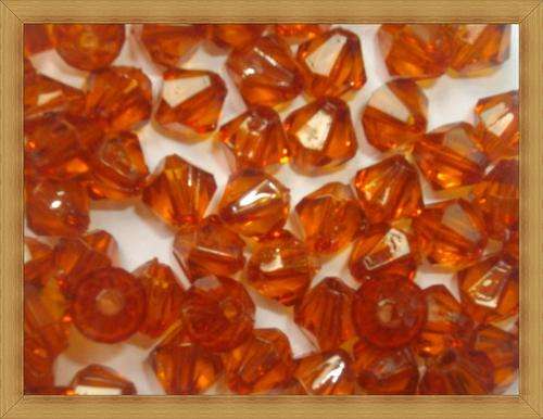 Facetted Acrylic Bicones-Dark Amber(6mm)-Pack of 100