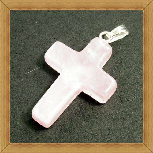 Rose Quartz  Cross Pendant(32mmx36mm)