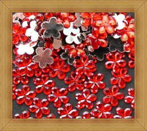 Flower Rhinestones - RED (11mm)-Pack of 20