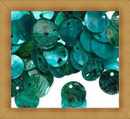 Mussel Shell Discs-Teal(15mm) - Pack of 5