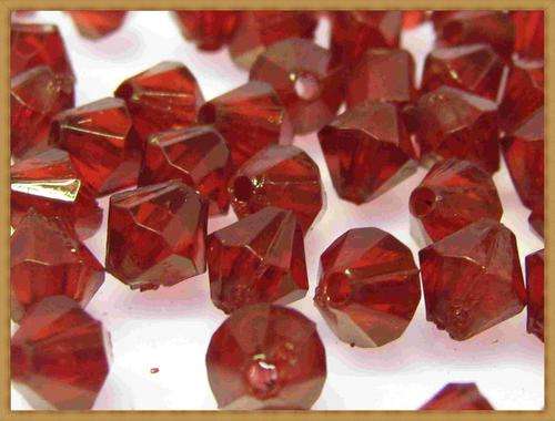 Facetted Acrylic Bicones-Red(6mm)-Pack of 100
