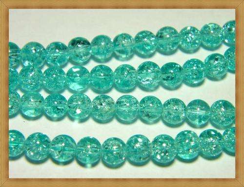 Crackle Glass Beads-AQUA(8mm)-Pack of 10