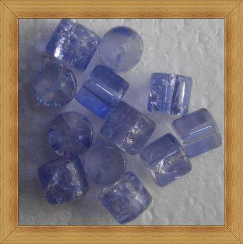 Light Blue Crackle Tube Glass Beads(Pack of 10)(7mmx7mm)