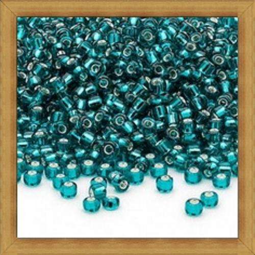 Silver-Lined Glass Seed Beads - TEAL(8/0)- 30 grams