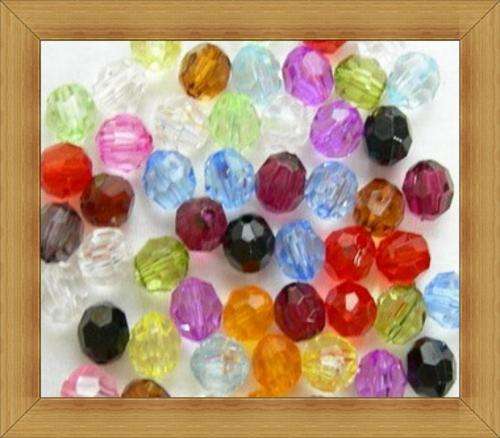 Facetted  Round Acrylic Beads-Assorted Colours(6mm)-Pack of 100