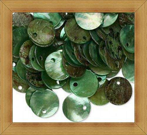 Mussel Shell Discs-Green(15mm) - Pack of 5