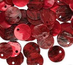 Mussel Shell Discs-Red(15mm) - Pack of 5