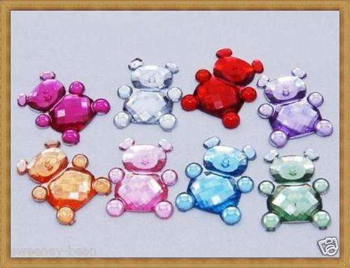 Teddy Bear Rhinestones - Assorted Colours(15mmx12mm) - Pack of 10