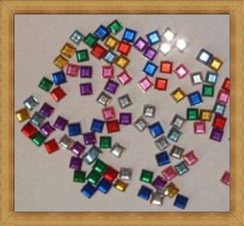 Square Flatback Rhinestones - Assorted Colours(4mmx4mm) - Pack of 50