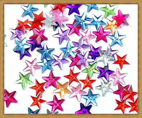Star Flatback Rhinestones - Assorted Colours(11mm) - Pack of 10
