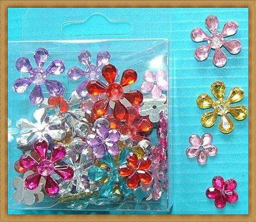 Mixed Flower Rhinestones - Assorted Colours- Pack of 10