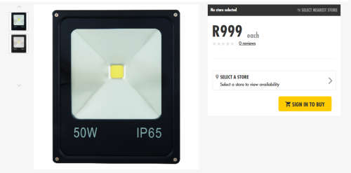 50W IP65 LED Floodlight - Black