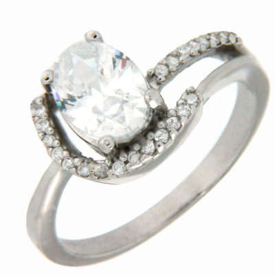 Solid 925 Sterling Silver & CZ ring size 8.5# + 2.83g