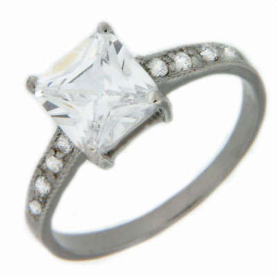 Solid 925 Sterling Silver & CZ ring size 7# + 2.30g