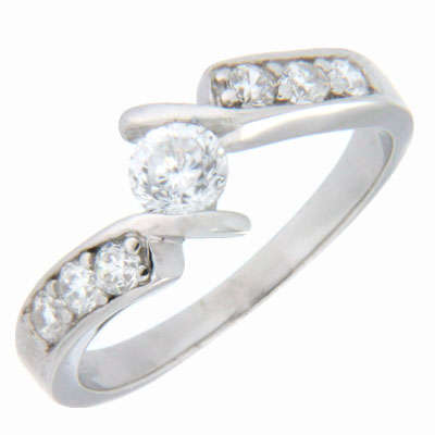 Solid 925 Sterling Silver & CZ ring size 9# + 2.40g
