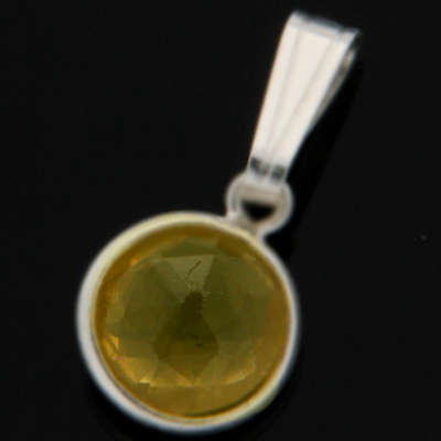 Solid 925 Sterling Silver & Citrine pendant 17mm + 0.62g