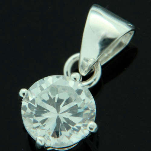 Solid 925 Sterling Silver & CZ pendant 12mm + 0.73g