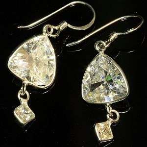 925 sterling silver dangling earrings with diamante
