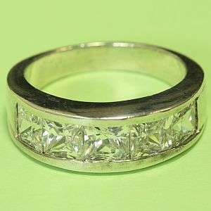 925 sterling silver ring with lab diamonds: ring size 8