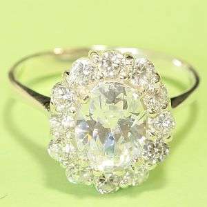 925 sterling silver ring with lab diamonds: ring size 7