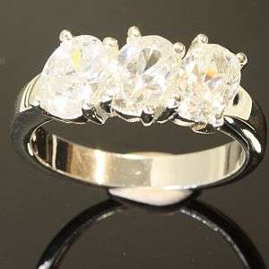 925 sterling silver ring with lab diamonds: size 7
