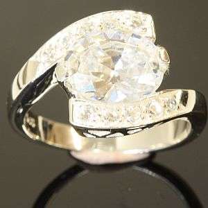 925 sterling silver ring with lab diamonds: size 6.5