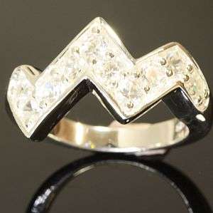 925 sterling silver ring with lab diamonds: size 7.5