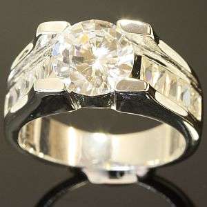 925 sterling silver ring with lab diamonds: size 6